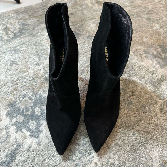 AUTHENTIC SAINT LAURENT SUEDE ANKLE HEELS BOOTS BLACK - Picture 10 of 10